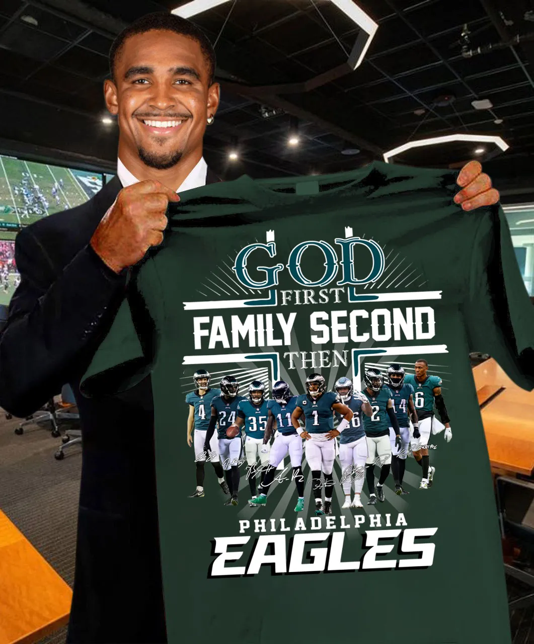 Endastore Philly God First Family Second Then Eagles Shirt
