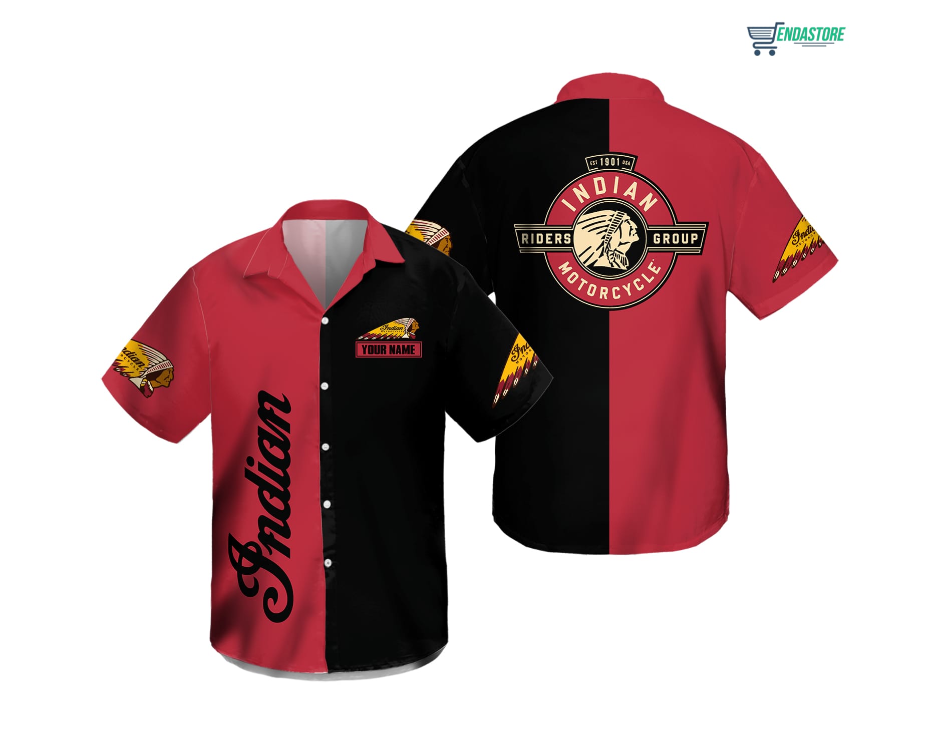 Custom Name Motorcycle Indian Hawaiian Shirt - Endastore.com