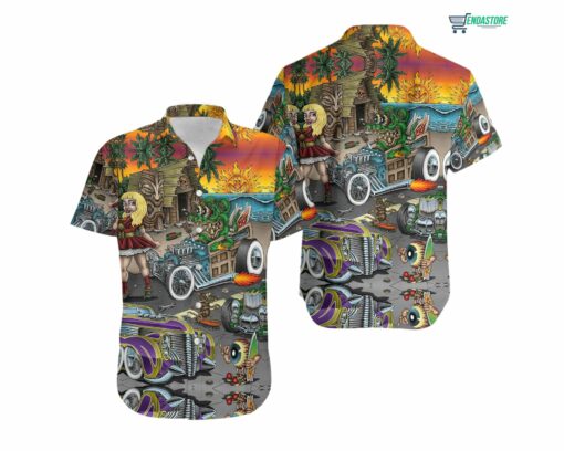 Rat Fink And The Hot Rod Hawaiian Shirt - Endastore.com