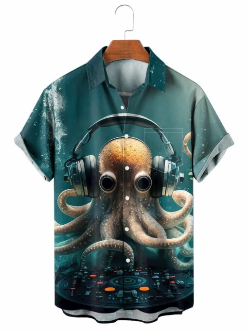 Vintage Nautical Octopus Listen Music Hawaiian Shirt 2 Vintage Nautical Octopus Listen Music Hawaiian Shirt