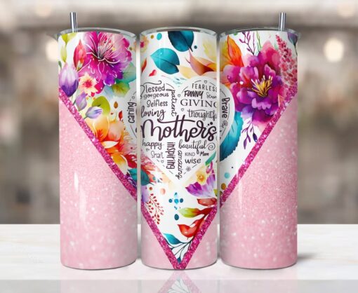 Mother's Day Vibrant Rainbow Floral Sublimation Tumbler