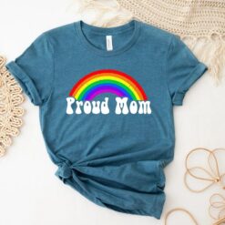 Rainbow LGBTQ Proud Mom Shirt, For Mother's Day Gift, LGBTQ Mom Shirt For Pride Parades And Events, Supportive Mom For Gender Equality Shirt
