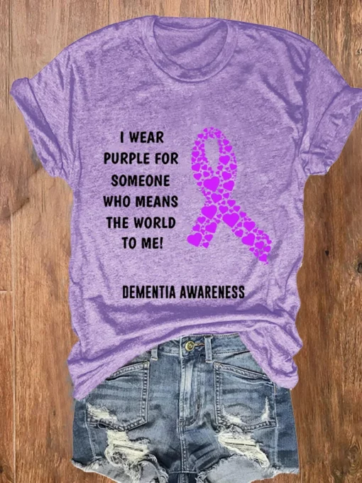 3ead7a90e499d2173bf3376d4a038d36ef70cb0359fcd632aa666986ad1b92f1 2000 I Wear Purple For Someone Dementia Awareness Shirt
