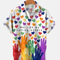 We Rise By Lifting Others Heart Rainbow Print Shirt