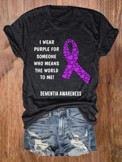 8af971b1b2c383ffd126750299b2a770065bcc4e0e33f22ed928c1586467ddc6 900 I Wear Purple For Someone Dementia Awareness Shirt