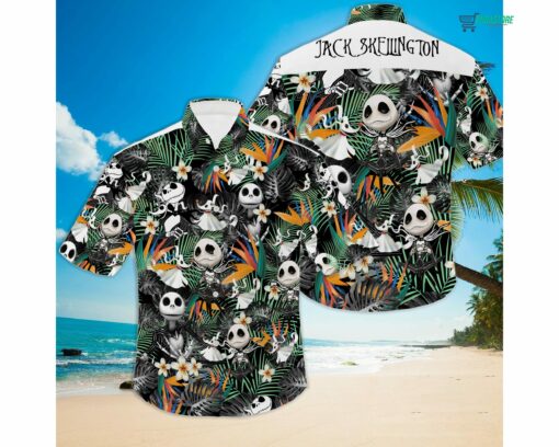 Jack Skellington Tropical Halloween Casual Beach Hawaiian Shirt 1 Jack Skellington Tropical Halloween Casual Beach Hawaiian Shirt