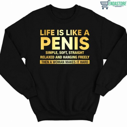 Life Is Like A Penis Simple Soft Straight Relaxed And Hanging Freely Then A Woman Makes It Hard Shirt 3 1 Life Is Like A Penis Simple Soft Straight Relaxed Sweatshirt