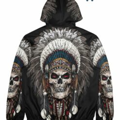 Native American Skull Headdress Mens All Over Print Hoodie 1 Native American Skull Headdress Men's All Over Print Hoodie