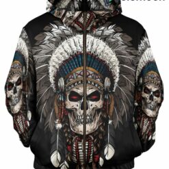 Native American Skull Headdress Mens All Over Print Hoodie 2 Native American Skull Headdress Men's All Over Print Hoodie