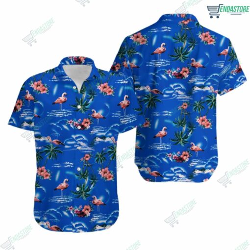 90s Bright Blue Flamingo Island Hawaiian Shirt 1 90s Bright Blue Flamingo Island Hawaiian Shirt