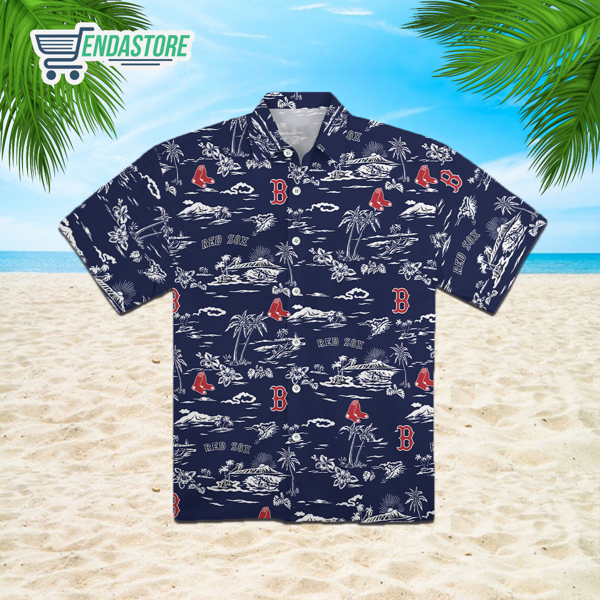 Endastore Boston Red Sox Palm Tree Hawaiian Aloha Shirt