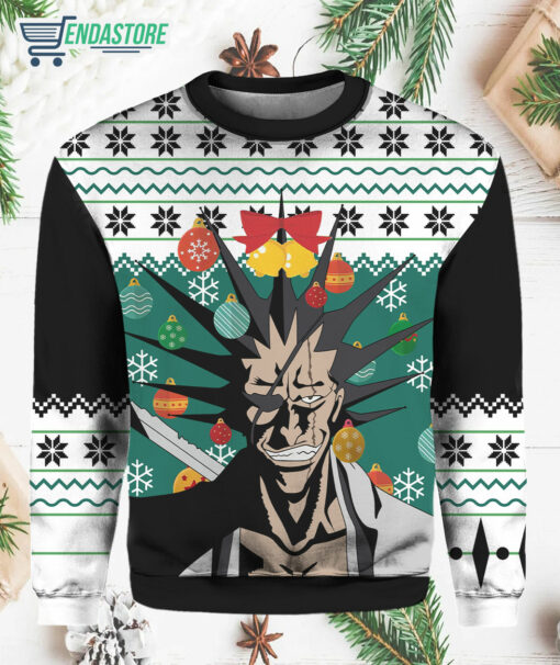 Burgerprint Endas lele Kenpachi Zaraki Bleach Ugly Christmas Sweater 1 Kenpachi Zaraki Bleach Ugly Christmas Sweater