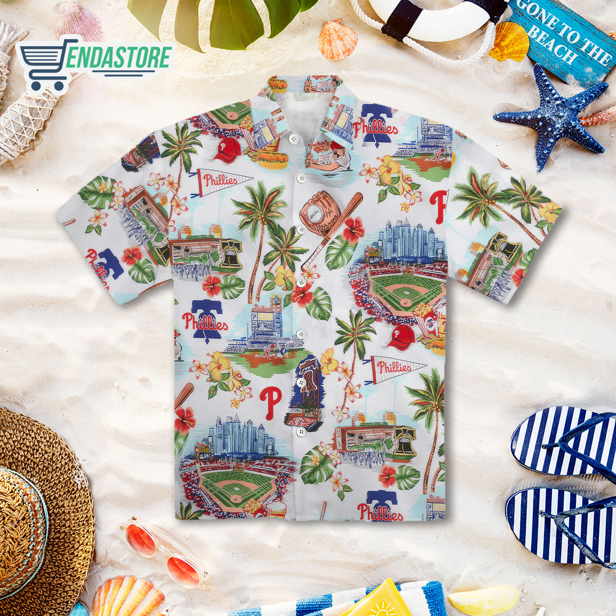 Philadelphia Phillies Hawaiian Shirt Coconut Island Pattern