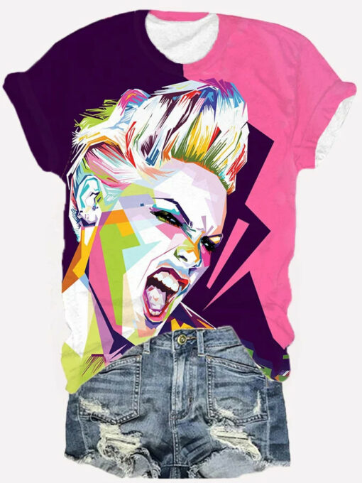 Colorfull P!nk Concert Casual shirt 1 Colorfull P!nk Concert Casual shirt