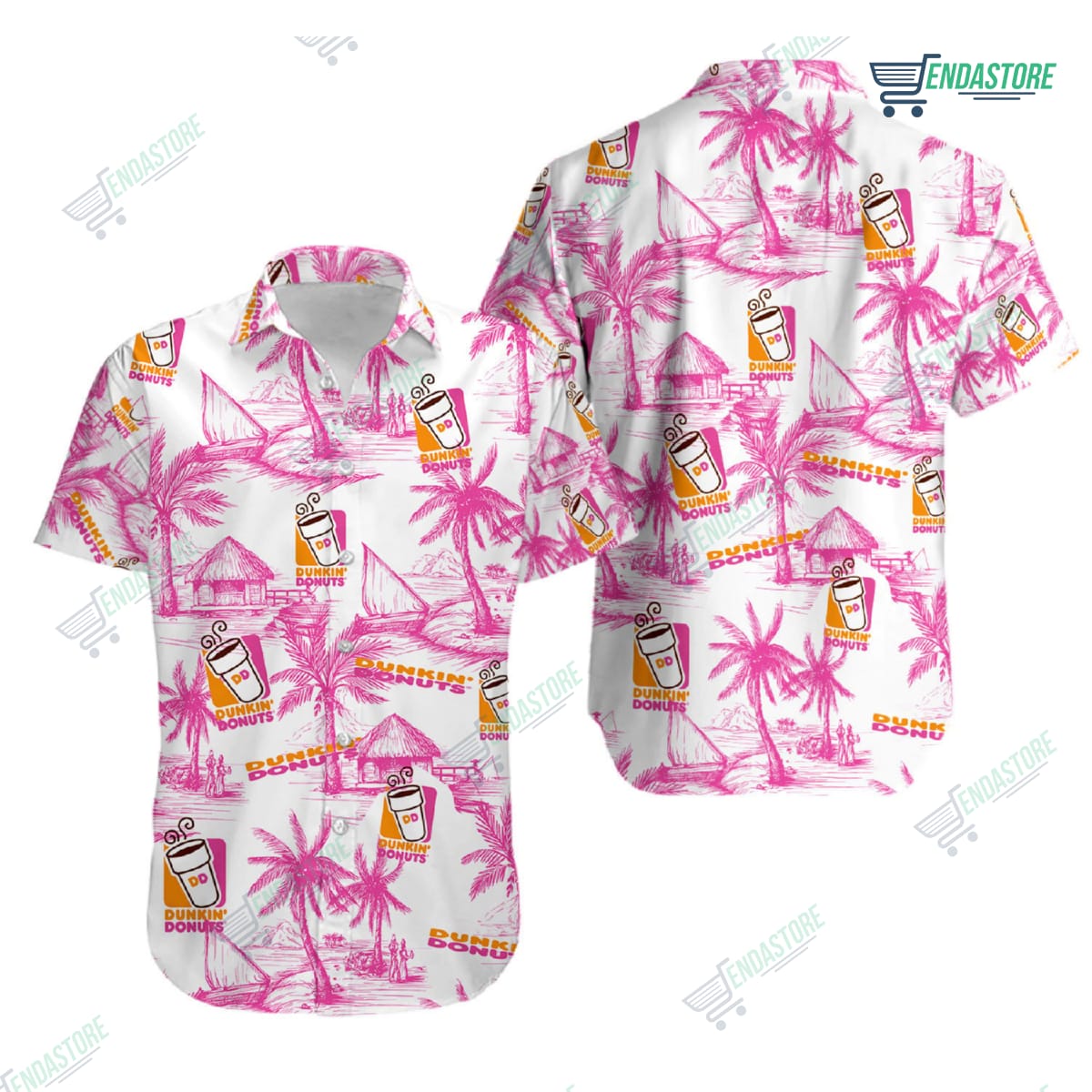 Dunkin Donuts Food Tropical Flower Aloha Hawaiian Shirt - Endastore.com