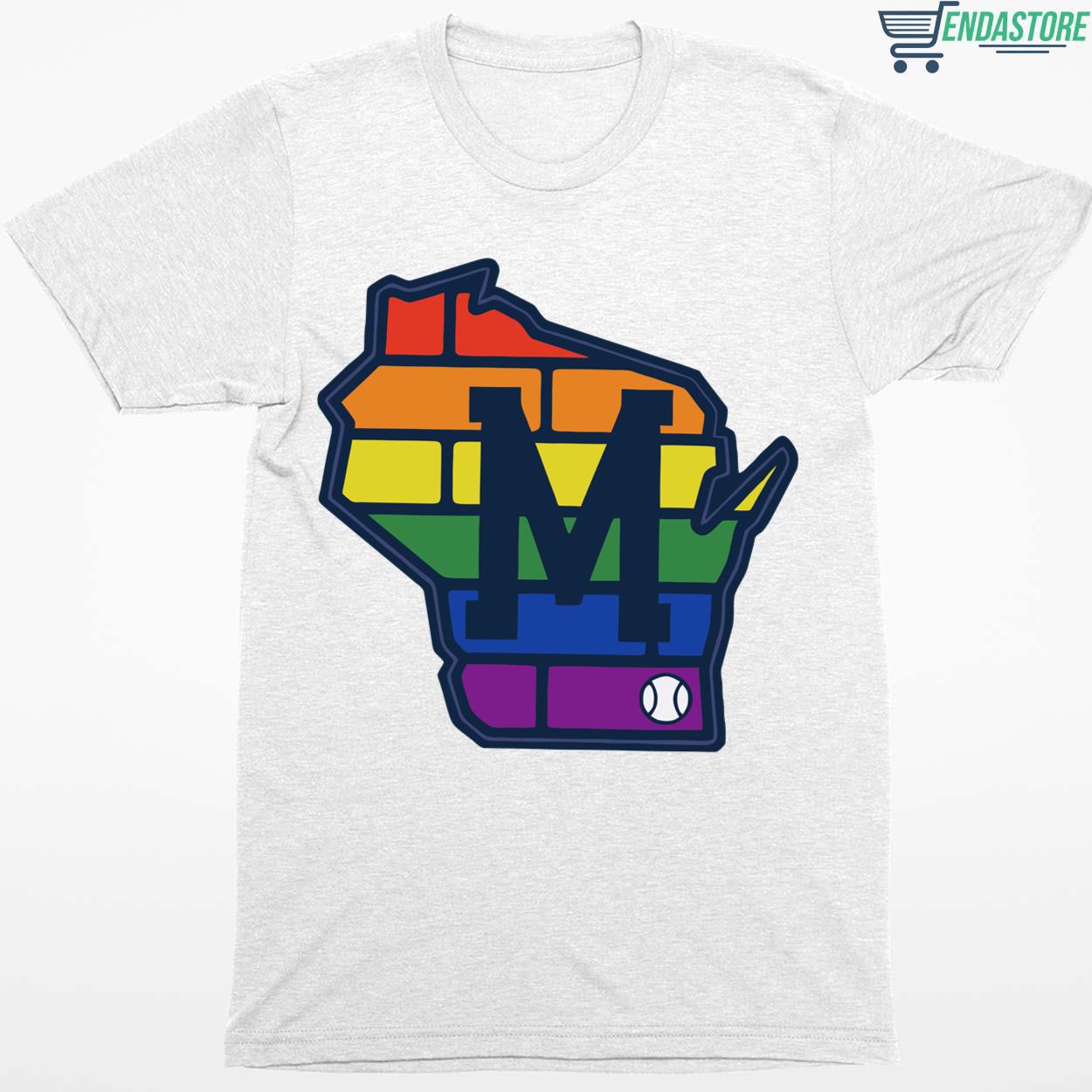 Milwaukee Brewers Pride Graphic T-Shirt - White - Womens