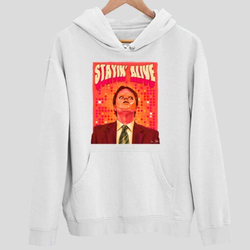 Dwight Schrute CPR Stayin Alive T shirt 2 white Dwight Schrute CPR Stayin Alive Hoodie