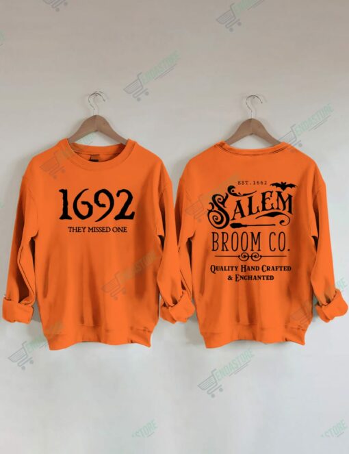 1692 They Missed One Salem Broom Co Halloween Sweatshirt 1 1692 They Missed One Salem Broom Co Halloween Sweatshirt