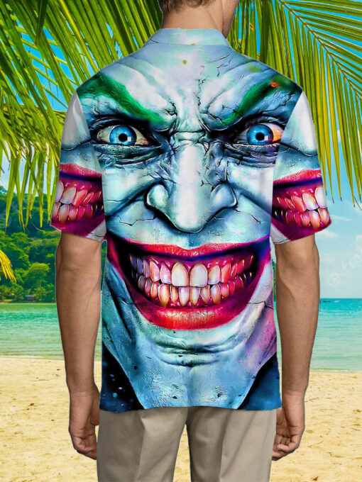 Burgerprint Endas lele Joker Face 3D Hawaiian Shirt 6 Joker Face Halloween 3D Hawaiian Shirt