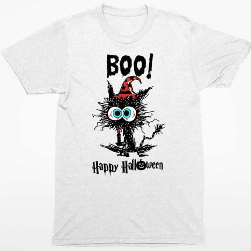 Halloween Black Cat Boo Happy Halloween Shirt 1 white Halloween Black Cat Boo Happy Halloween Shirt