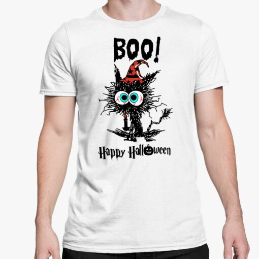 Halloween Black Cat Boo Happy Halloween Shirt 5 white Halloween Black Cat Boo Happy Halloween Shirt