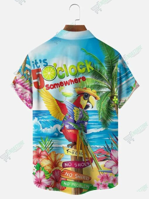 Its 5 OClock Somewhere Parrot Short Sleeve Hawaiian T Shirt 2 It's 5 O'Clock Somewhere Parrot Short Sleeve Hawaiian T-Shirt
