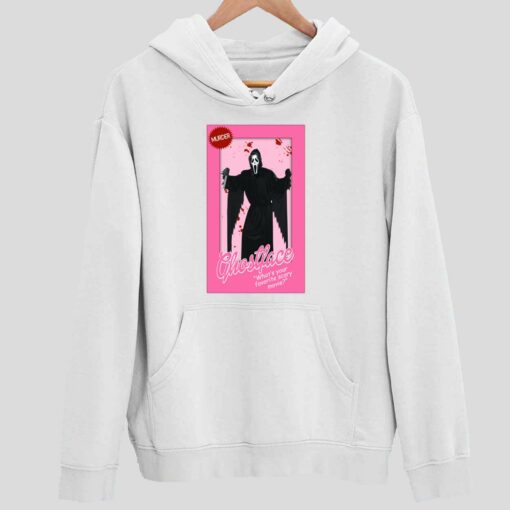 Whats Your Favorite Scary Movie Barbie Ghostface Shirt 2 white What's Your Favorite Scary Movie Barbie Ghostface Hoodie