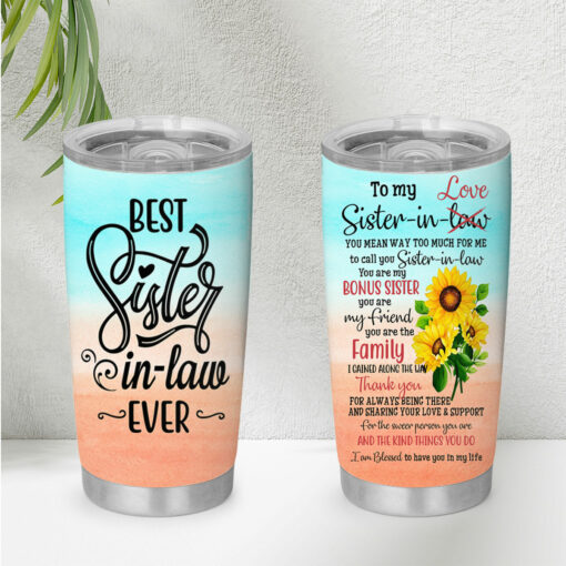 lele Gift For Sister In Law Thanks For Always Being There Sharing Your Love Tumbler 20oz MK1 Gift For Sisterinlaw Thanks For Always Being There & Sharing Your Love Tumbler