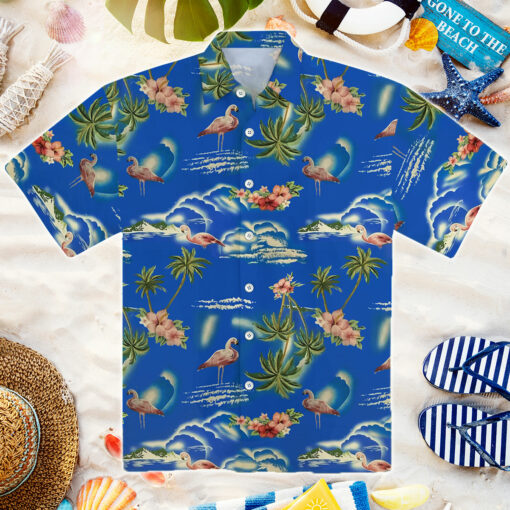 Burgerprint Lele 90s Bright Blue Flamingo Island Hawaiian Shirt 4 90s Bright Blue Flamingo Island Hawaiian Shirt
