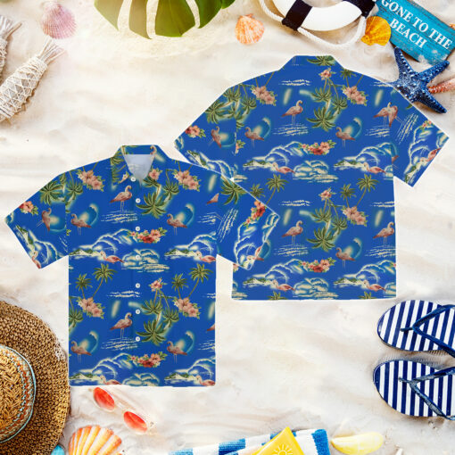 Burgerprint Lele 90s Bright Blue Flamingo Island Hawaiian Shirt 6 90s Bright Blue Flamingo Island Hawaiian Shirt