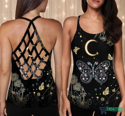 Witchy Butterfly Celestial Criss Cross Tank Top Witchy Butterfly Celestial Criss Cross Tank Top