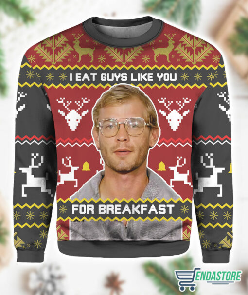 Burgerprint Endas Jeffrey Dahmer I Eat Guys Like You For Breakfast Christmas Sweater 1 Jeffrey Dahmer I Eat Guys Like You For Breakfast Christmas Sweater