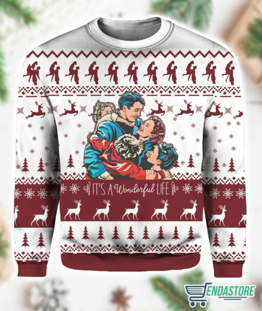 Burgerprint Endas Lele It s A Wonderful Life Family Christmas Ugly Sweater 1 It's A Wonderful Life Family Christmas Ugly Sweater