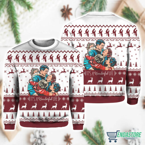 Burgerprint Endas Lele It s A Wonderful Life Family Christmas Ugly Sweater 3 It's A Wonderful Life Family Christmas Ugly Sweater