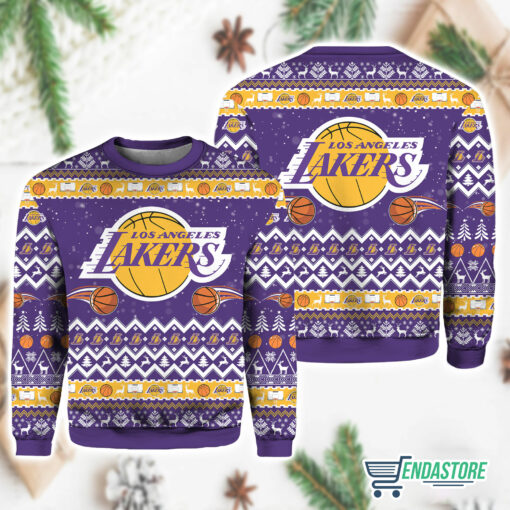 Burgerprint Endas Los Angeles Lakers Ugly Christmas Sweater 3 Los Angeles Lakers Ugly Christmas Sweater