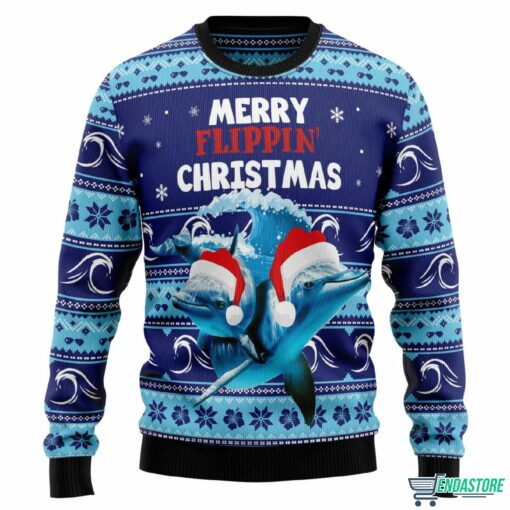 Dolphin Flippin Ugly Christmas Sweater 1 Dolphin Flippin' Ugly Christmas Sweater