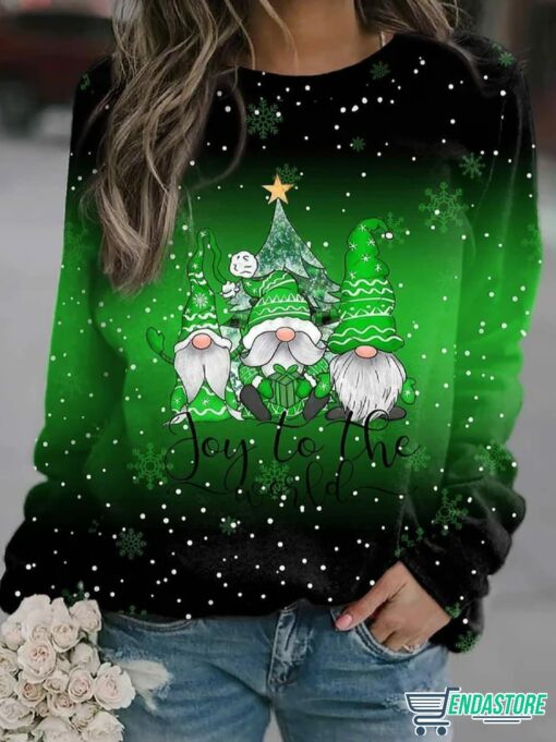 Gnomes Joy To The World Christmas Casual Loose Sweatshirt 1 Gnomes Joy To The World Christmas Casual Loose Sweatshirt