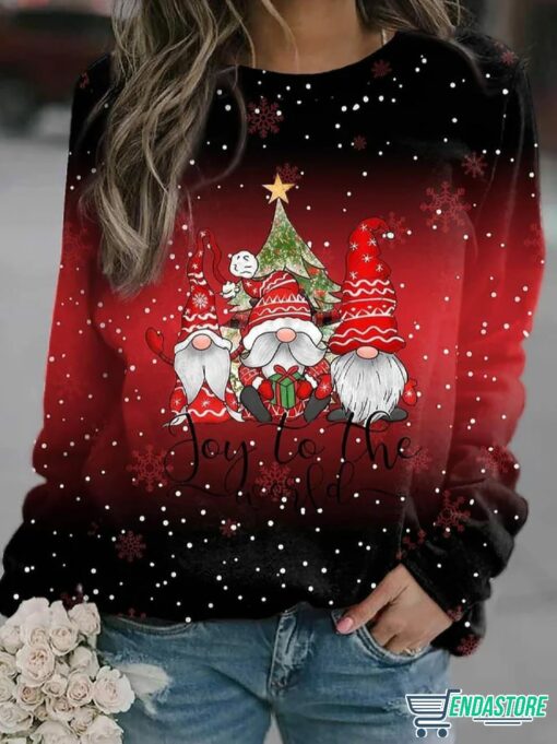 Gnomes Joy To The World Christmas Casual Loose Sweatshirt 2 Gnomes Joy To The World Christmas Casual Loose Sweatshirt