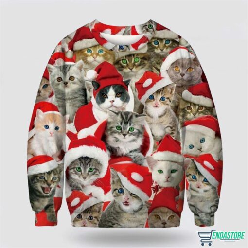 Adorable Cat With Red Hat Ugly Christmas Sweater Adorable Cat With Red Hat Ugly Christmas Sweater