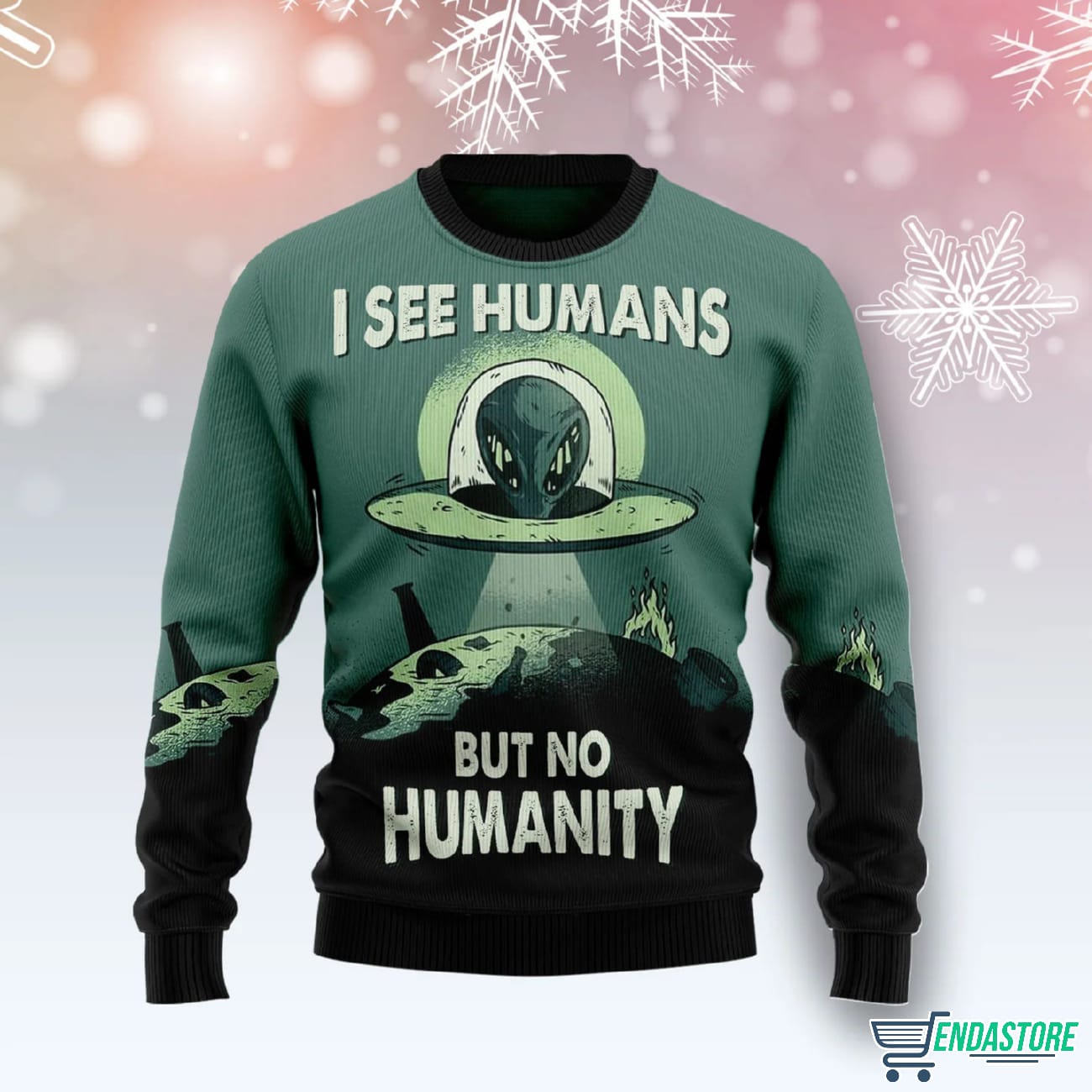 Alien No Humanity Ugly Christmas Sweater - Endastore.com