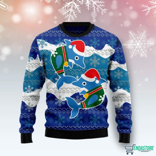 Dolphin Couple Ugly Christmas Sweater 1 Dolphin Couple Ugly Christmas Sweater