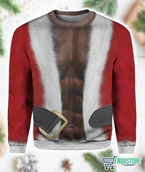 Burgerprint endas lele African Black Santa With Muscle Christmas Ugly Sweater 1 African Black Santa With Muscle Christmas Ugly Sweatshirt