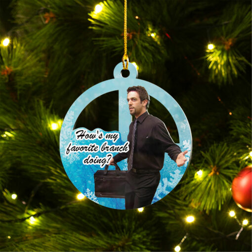 MOCKUP 2 Sided Plastic Custom shaped ornament Original The Office How’s My Favorite Branch Doing Ornament